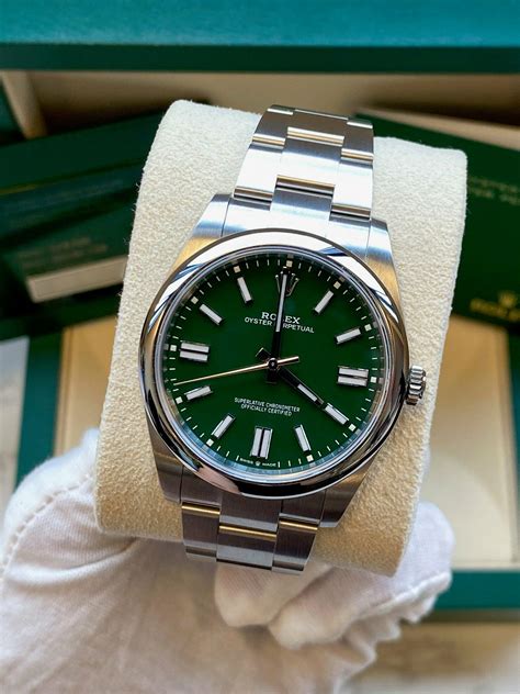 rolex perpetual green|Rolex blue face oyster perpetual.